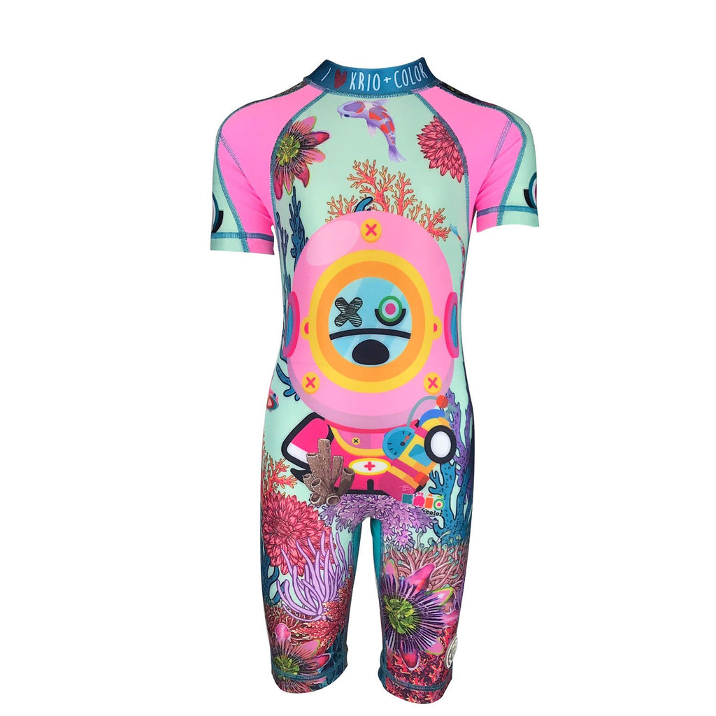 CANE DIVER REEF GIRLS SHORT SLEEVE SUNSUIT